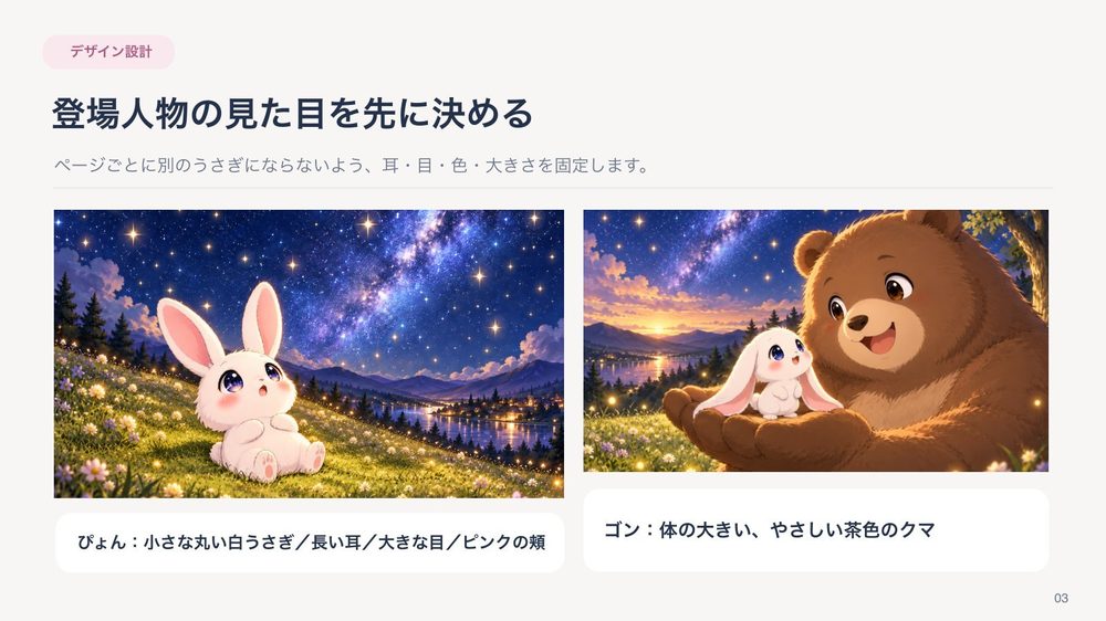 スライド 登場人物の見た目を先に決める